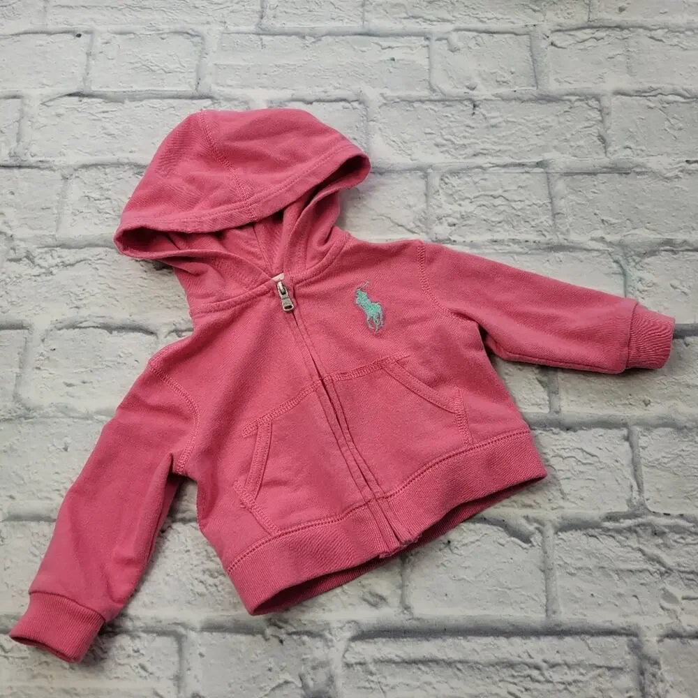 Ralph Lauren Pink Logo Hoodie size 6 months
